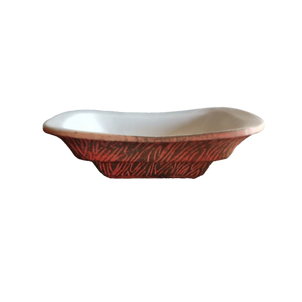 Vintage McCOY Art Pottery Planter Low Bowl Matte Orange Tonecraft Pattern Tiger